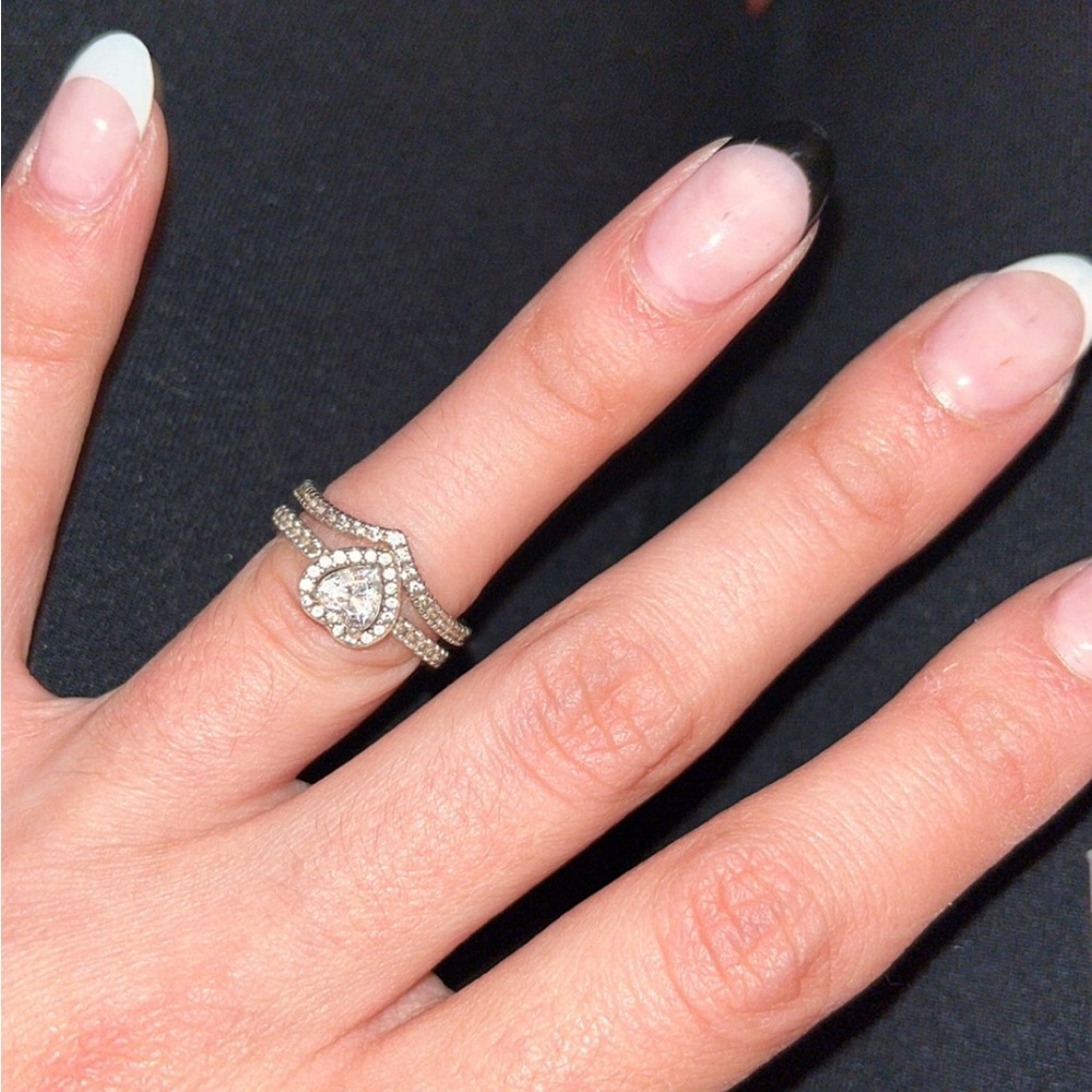 Silver Diamond Halo Engagement Ring